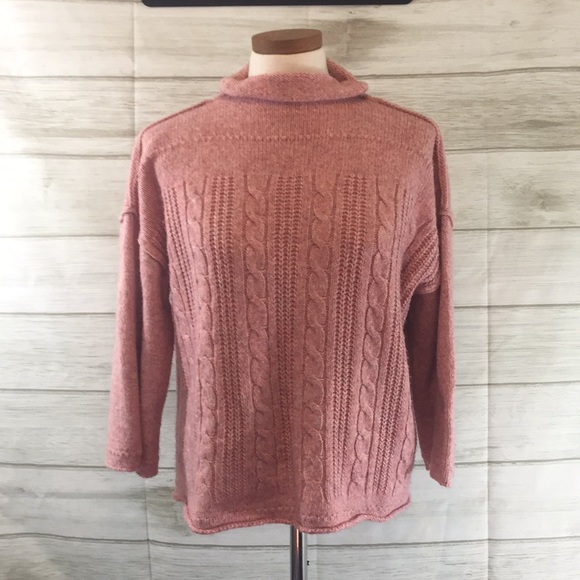 A.N.A. Pink Cable knit Mock Neck Sweater XL - Picture 1 of 14